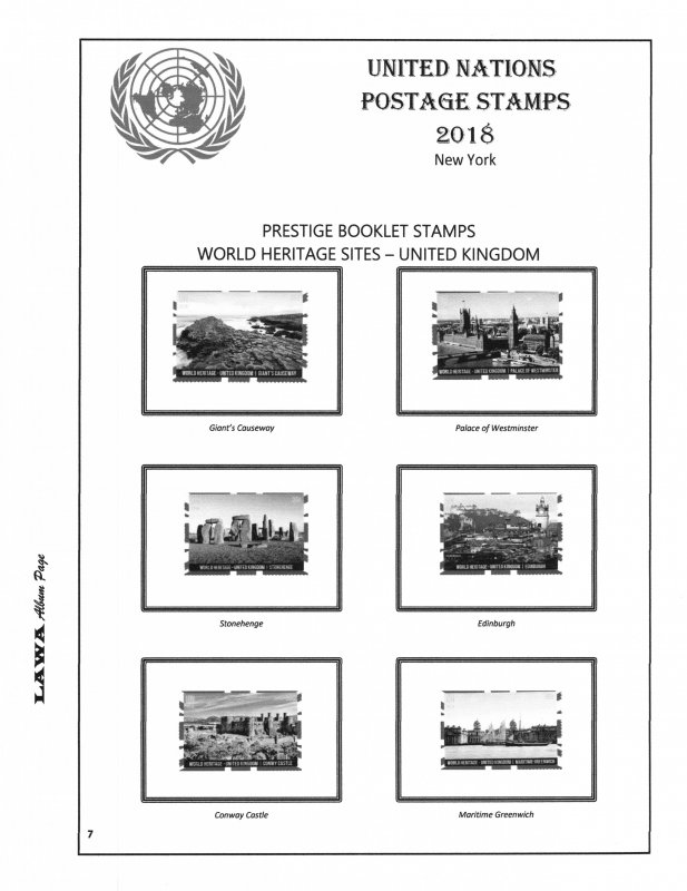 2018 UNITED NATIONS  ISSUES SUPPLEMENT – LAWA Album Pages