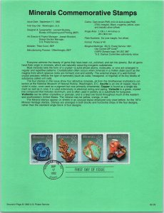 USPS SOUVENIR PAGE MINERALS COMMEMORATIVE STAMPS SET OF (4) 1992