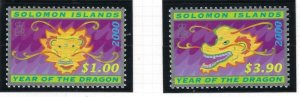 Solomon Is 895-96 MNH 2000 Year of the Dragon (fe3685)