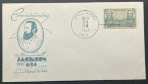 USS STONEWALL JACKSON SSBN-634 COMMISSIONING AUG 26 1964 MARE ISLAND CA CACHET