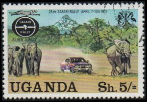 Uganda 170 - Cto - 5sh Safari Rally Road Race / Elephants (1977) (cv $1.10)