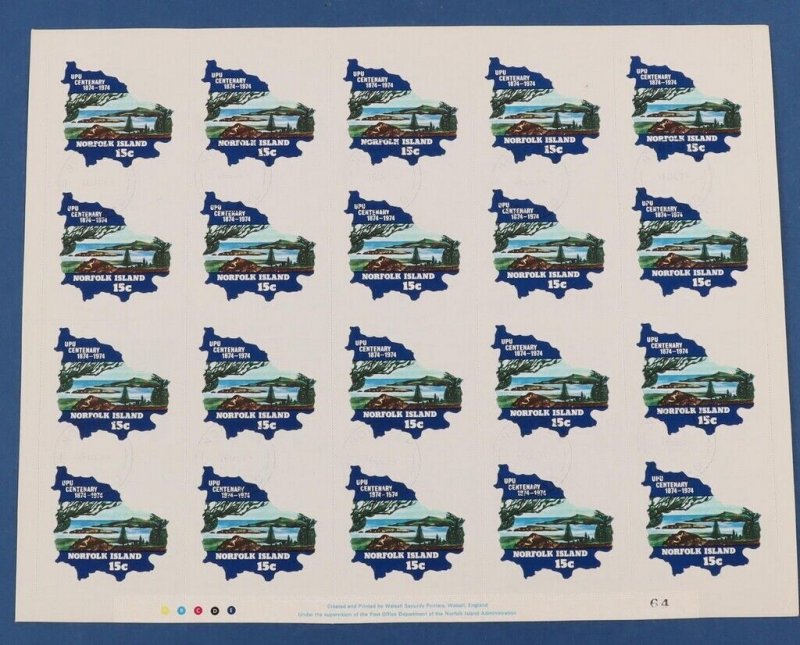 NORFOLK ISLAND 1974-75 CTO full sheets + OHMS Envelope SG cat £121. (6 sheets).