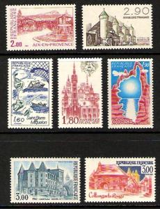 France #1808-13A (7) Tourist Issue 1982 NH Cat. $ 7.60