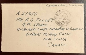 Canada 1941  WW2  army overseas Field Post 247 to Nova Scotia