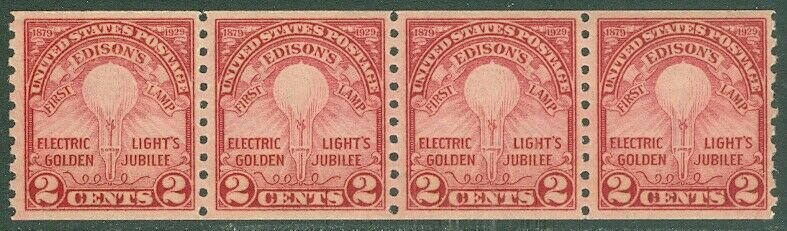 EDW1949SELL : USA 1929 Scott #656 Choice Extra Fine, Mint NH Strip of 4 Cat $90+