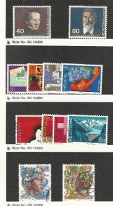 Switzerland, Postage Stamp, #685-6, 687-90 Mint NH, 750-2, 754, 777-8 Used