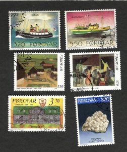 Faroe Islands  Sc #222 #241 #229-30 #233-34  Ships Village - used stamps