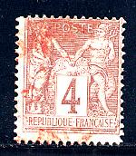 France Scott # 90, red postal mark, used
