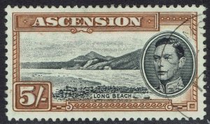 ASCENSION ISLAND 1938 KGVI LONG BEACH 5/- PERF 13 USED