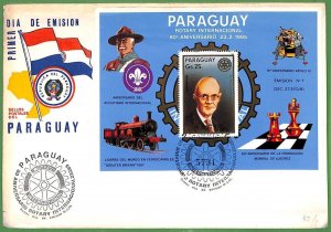 ZA1912 - PARAGUAY - POSTAL HISTORY - Large FDC COVER 1985 Rotary SCOUTS chess