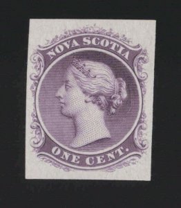 Nova Scotia Sc #8TCx (1860-3) 1c dark violet Queen Victoria Plate Proof VF