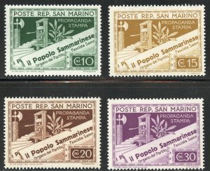 San Marino Scott 203-06 Unused VFHOG - Printing Press and Newspaper - SCV $1.20