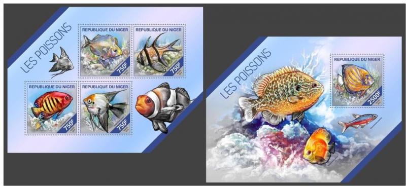 NIGER 2014 2 SHEETS nig14221ab POISSONS FISHES MARINE LIFE