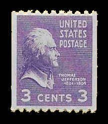 PCBstamps  US # 851 3c Jefferson, coil pf 10, Horiz, MNH, (10)