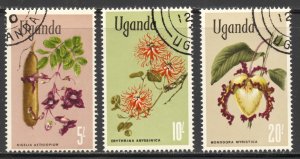 Uganda Scott 127-29 UNHOG(CTO) - 1969 Flowers H/Vs of Set - SCV $2.05