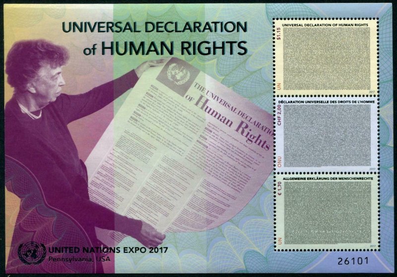 HERRICKSTAMP NEW ISSUES UNITED NATIONS Human Rights S/S with Foil