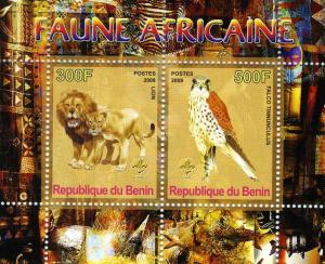 Benin 2008 AFRICAN FAUNA Scout Emblem Lions Birds Sheet Perforated Mint (NH)