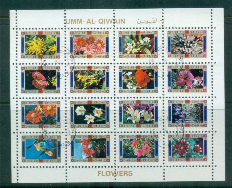 Umm al Qiwain 1972 Flowers (small size) Sheetlet CTO