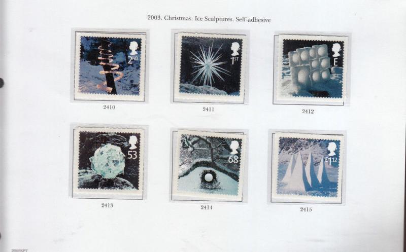 2003 SELF ADHESIVE CHRISTMAS SET sg2410-sg2415 UMM/MNH BELOW FACE VALUE