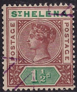 St Helena 1890 - 97 QV 1 1/2d brown & Green Used SG 48 ( H312 )