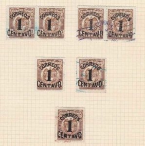 COLOMBIA 1925 OVERPRINTS STAPS STUDY ON 1 PAGE MOUNTED MINT & USED  REF 5316 