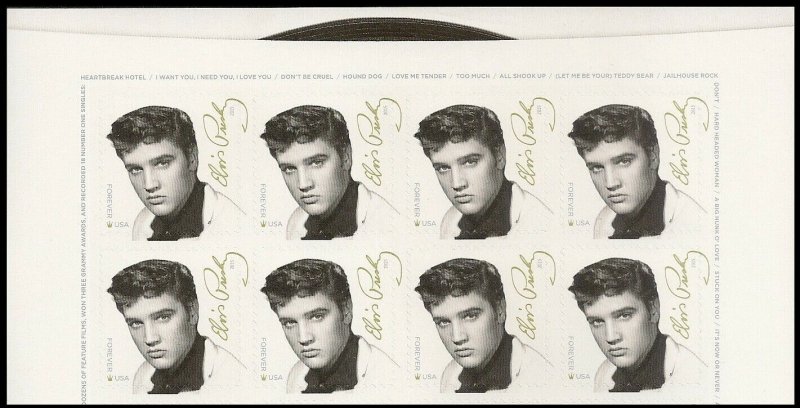 US 5009 Music Icons Elvis Presley forever header block (8 stamps) MNH 2015