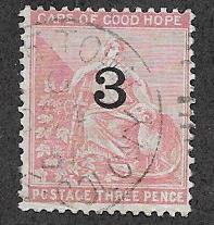 Cape of Good Hope # 32 3p on 3p liliac  (U)  CV $2.10