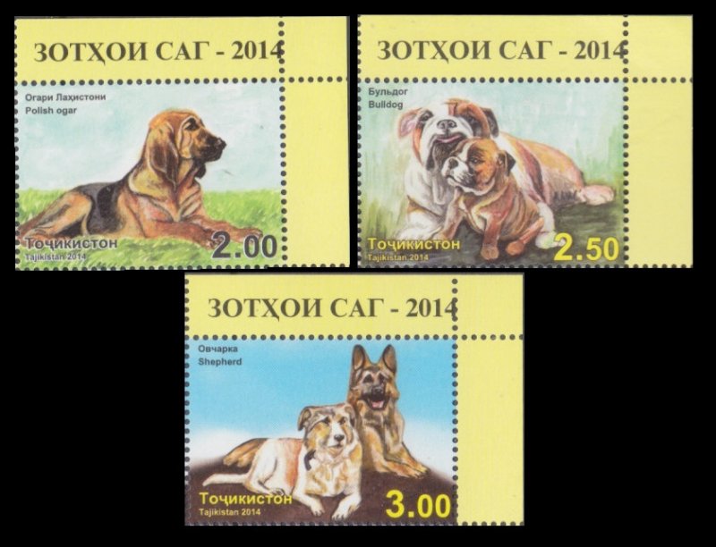 2014 Tajikistan  677-679+Tab Dogs 7,50 €