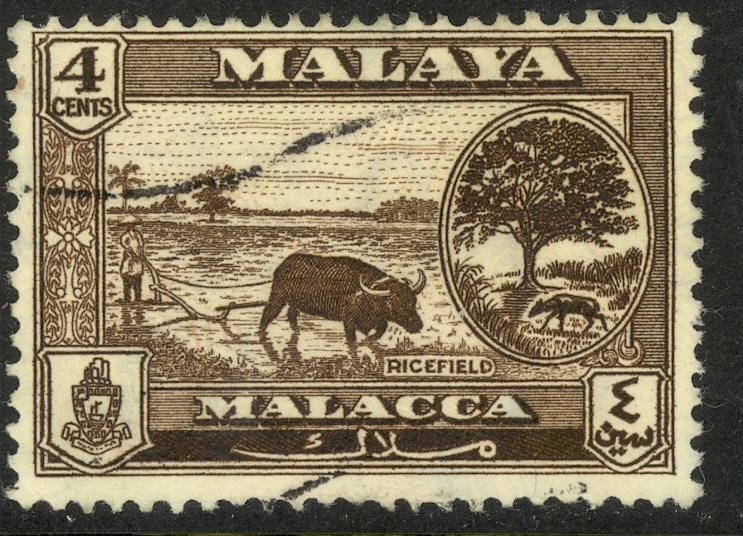MALAYA MALACCA  1960 4c RICEFIELD Pictorial Issue Sc 58 VFU