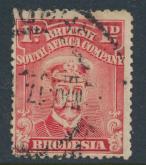 Rhodesia BSAC SG 286 Used few short  perfs - perf 14 analiine red  see details 