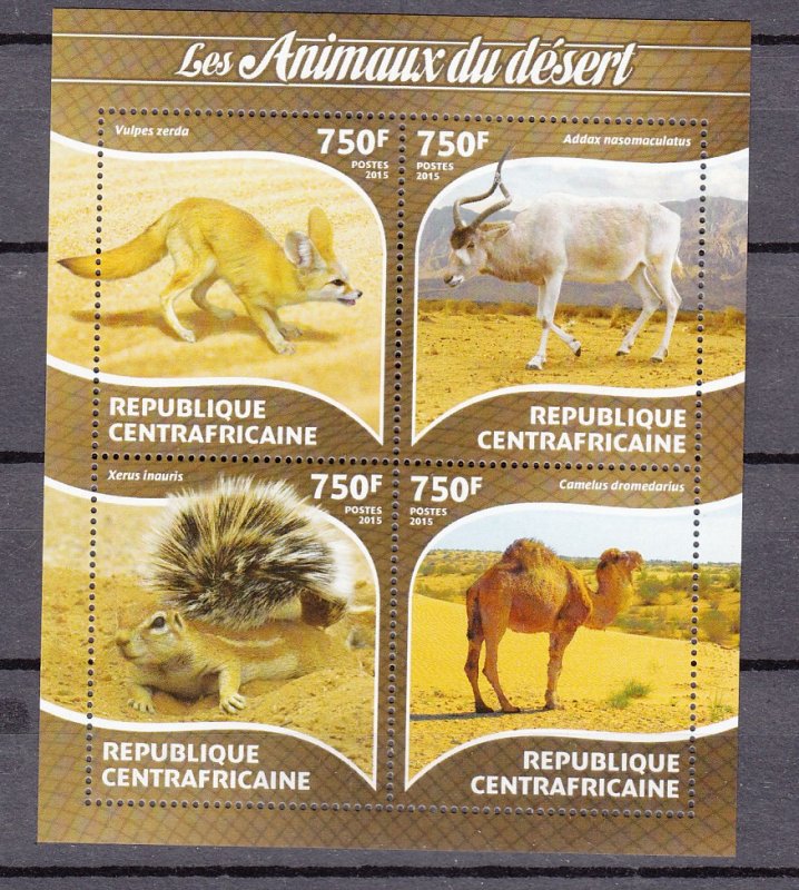 Z2973A  2015 central africa republic s/s mnh animals of the desert #