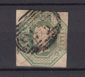 GB QV 1847 1/- Green Embossed SG55 Cut Square BP9537