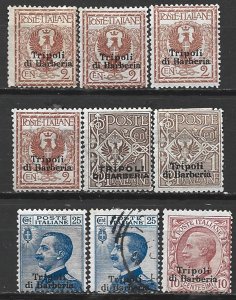 COLLECTION LOT 15163 ITALY OFFICES IN TRIPOLI 9 AC STAMPS CV+$26