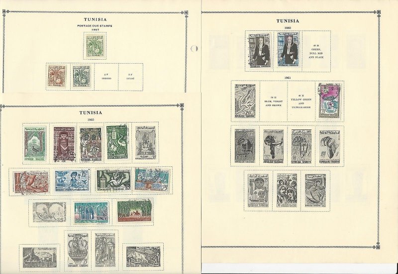 Tunisia Collection 1940 to 1962 on 15 Scott International Pages 