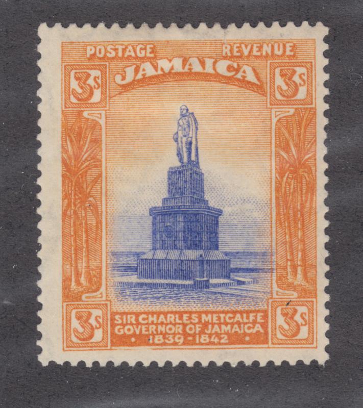 Jamaica Sc 85 MLH. 1920 3sh orange & violet Sir Metcalfe Monument, wmk 3, F-VF