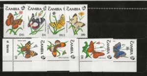 GAMBIA Sc 1068-75 NH issue of 1991 - BUTTERFLIES