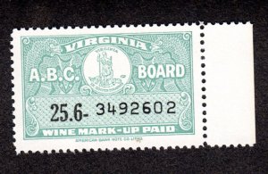 Virginia State Revenue  SRS # W60  MNH  Wine  Lot 190151 -02