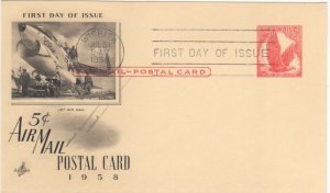 Airmail FDC UXC2  5 cent Air Mail Post Card