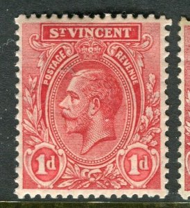 ST. VINCENT; 1913 early GV issue fine Mint hinged Shade of 1d. value