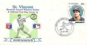ST. VINCENT 1989 BASEBALL JOSE CANSECO M.V.P FDC 