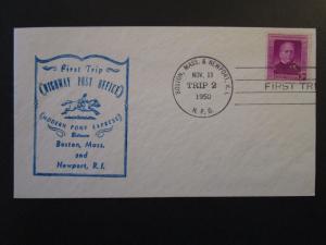 US 1950 Boston to Newport First HPO Cover / Trip 2 / Light Address - Z4422