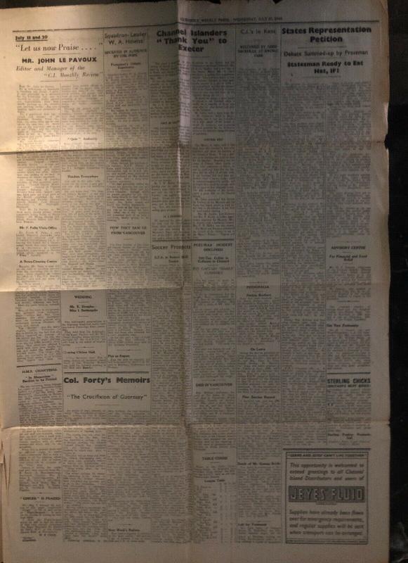 1945 Guernsey Channel Island Newspaper Weekly Press Cover To Kamo New Zeal and