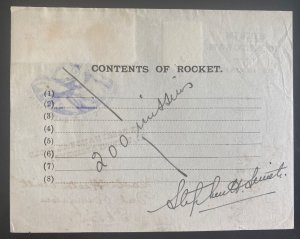 1935 Gangtok India Sikkim Rocket Experiment Flight Sheet cover 200 Carried 