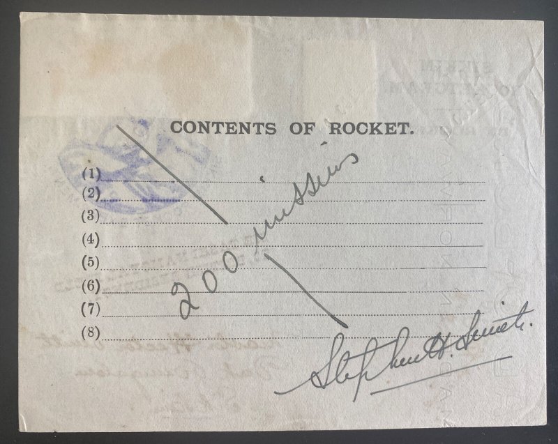 1935 Gangtok India Sikkim Rocket Experiment Flight Sheet cover 200 Carried 