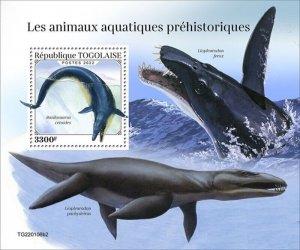 Togo - 2022 Prehistoric Water Animals - Stamp Souvenir Sheet - TG220106b2