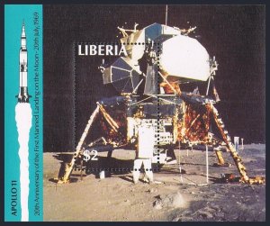 Liberia 1129,MNH.Michel Bl.122. Moon Landing 20th Ann.1989.Aldrin.