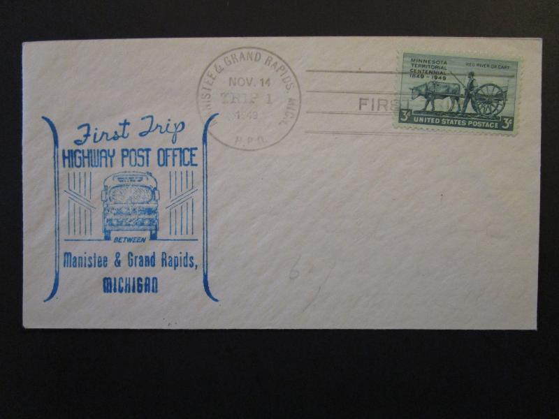 US 1949 Manistee / Grand Rapids First HPO Cover / Trip 1 / Light Address - Z4424