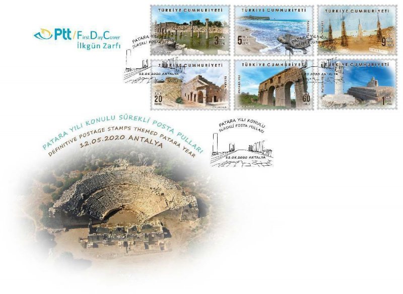 TURKEY / 2020 - (FDC) Patara Themed Definitive Stamps (Tourism, Sea Turtle), MNH 