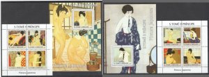 O0070 2004 Sao Tome & Principe Japanese Erotic Art Nude Paintings 2+2 Mnh