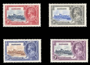 Barbados #186-189 Cat$30, 1935 Silver Jubilee, set of four, hinged